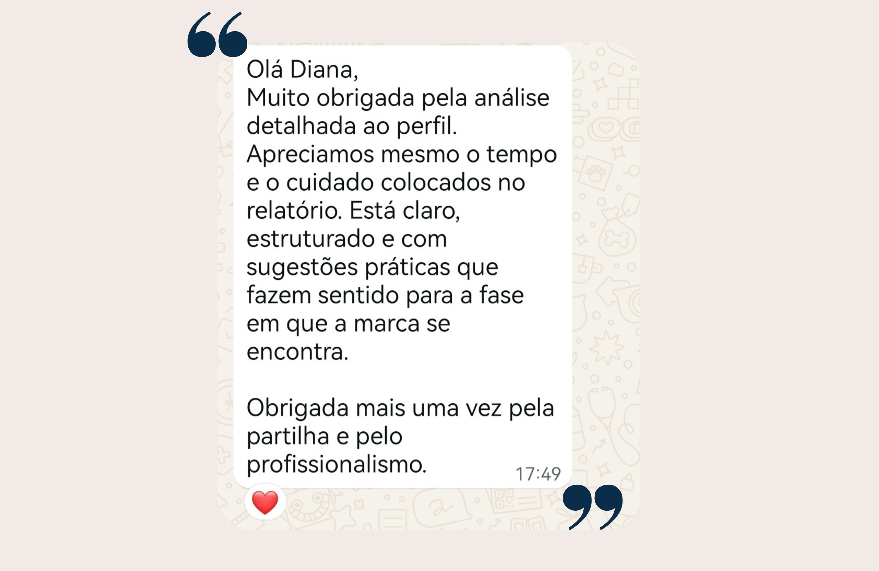 Feedback de cliente sobre a análise detalhada ao perfil
